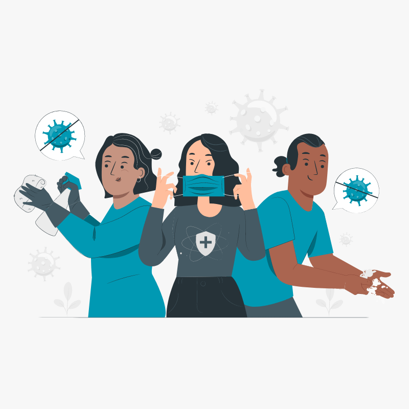 medidas de prevención, pandemia covid-19, ilustración vectorial