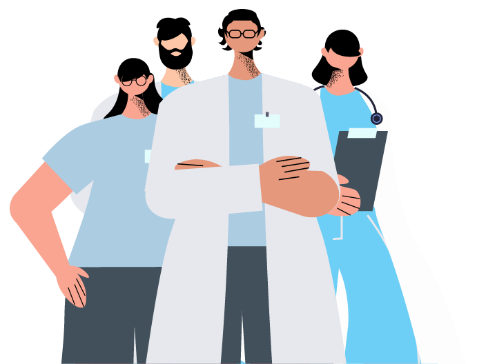 Ilustración vectorial de doctores y doctoras