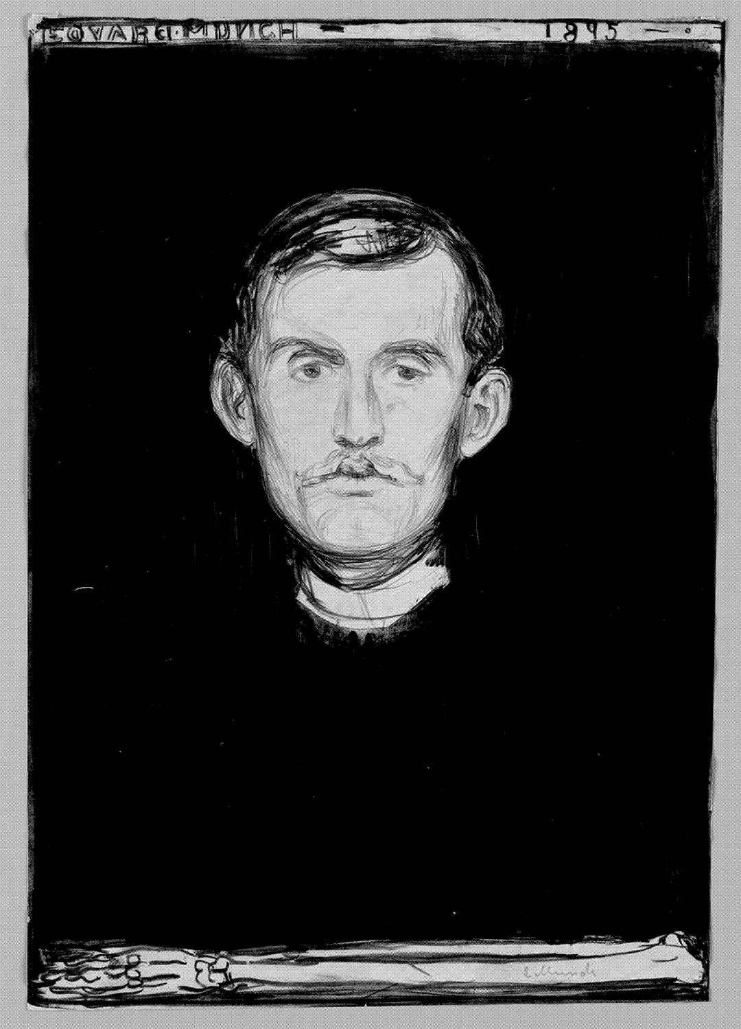 Retrato de edvard munch, pintor, artista, en blanco y negro