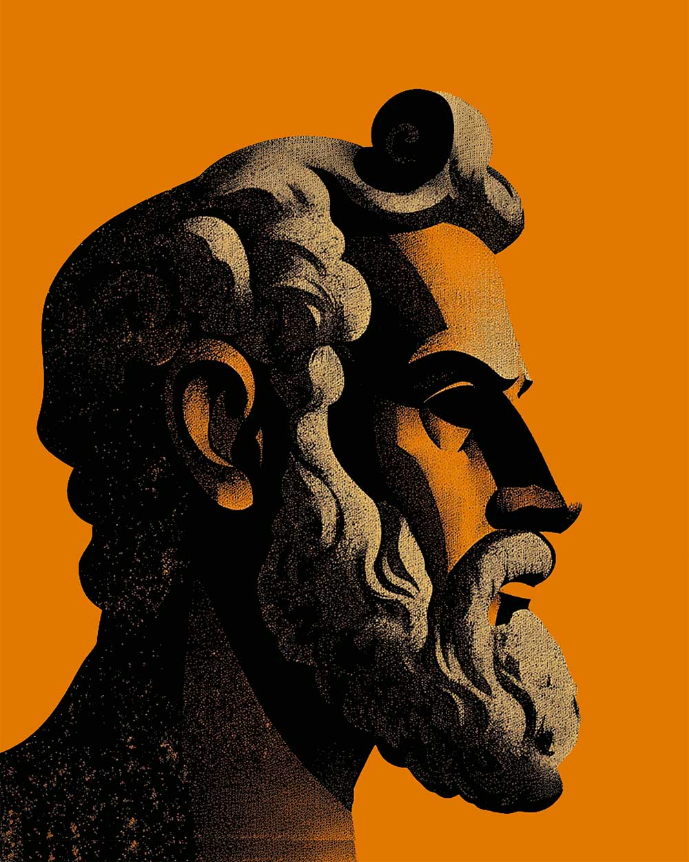 Ilustración artista filósofo de perfil