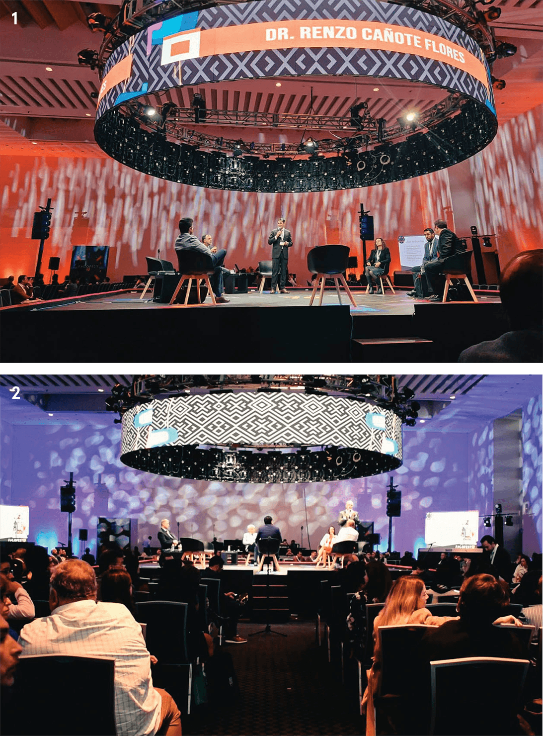 Escenario circular de evento FACOFEST 2024 con asistentes sentados