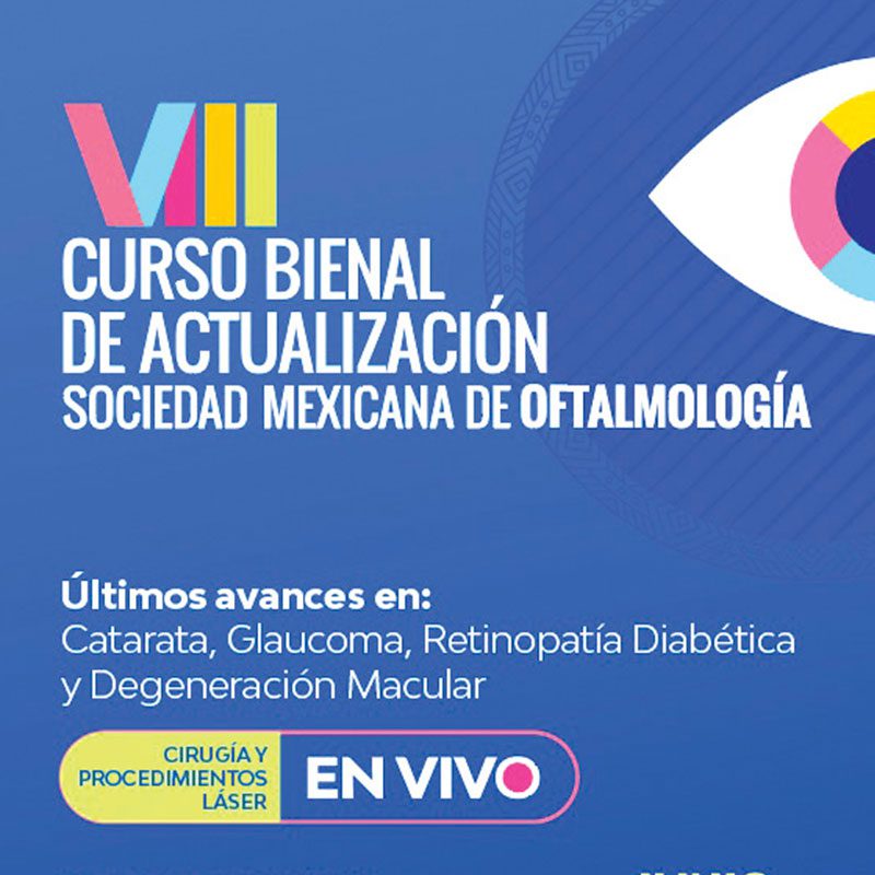 Poster oficial del Octavo Curso Bienal de Actualización de la Sociedad Mexicana de Oftalmología
