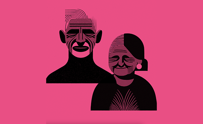 ilustración de dos adultos mayores